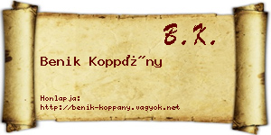 Benik Koppány névjegykártya